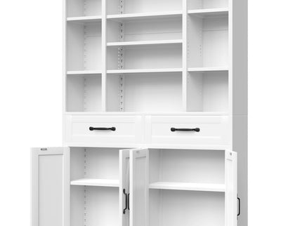 Industrial Bookcase Tall With Adjustable Shelves, Drawers & Doors