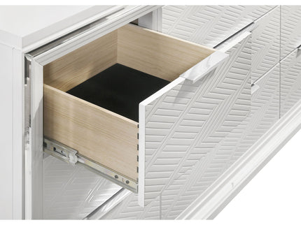 9 Drawer Dresser Cabinet With Picture Framed Fronts - White