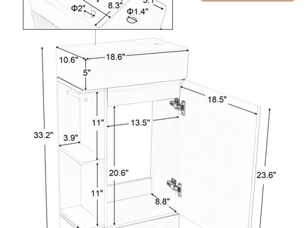 Modern Bathroom Vanity With Sink And 2 Tier Shelf