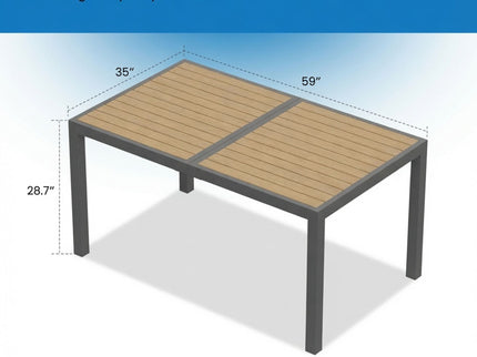 Rectangle Outdoor Patio Table With Slatted Top - Gray