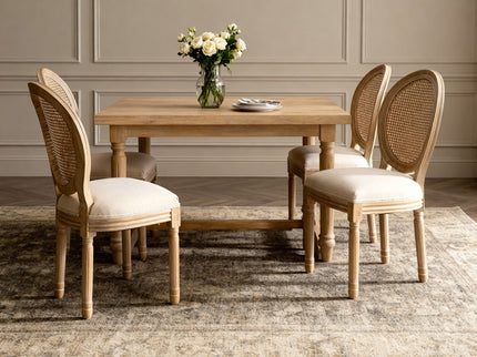 Dining Chairs, Upholstered With Round Back (Set of 2) - Beige