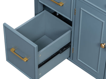 Bathroom Vanity With Sink, 1 Tip Out Drawer, 3 Side Drawers, Adjustable Shelf