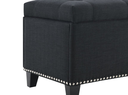 Button-Tufted Storage Ottoman With Safety Close Hinge