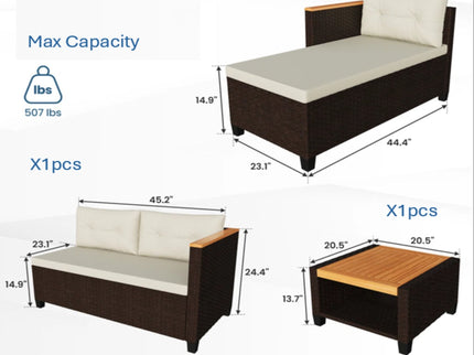 L-Shaped Patio Set With Cushions And Storage Table