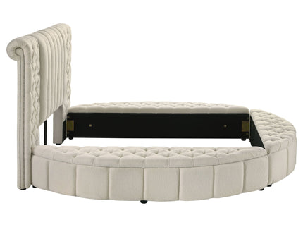 Santiago - Upholstered Round Storage Bed With Built In Charging Ports