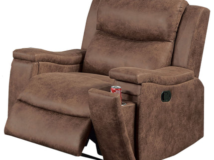 1 Piece Manual Recliner With Padded Seat And Backrest, Square Arms For Living Room - Walnut