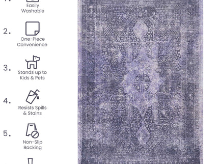 Maval - 2'6'' X 10' Washable Runner Rug - Anthracite