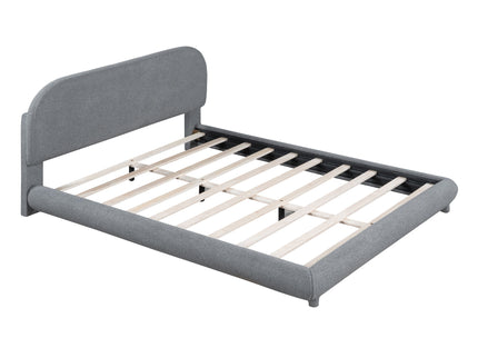 Upholstered Platform Bed With Thick Solid Frame And Stylish Curve-Shaped Design