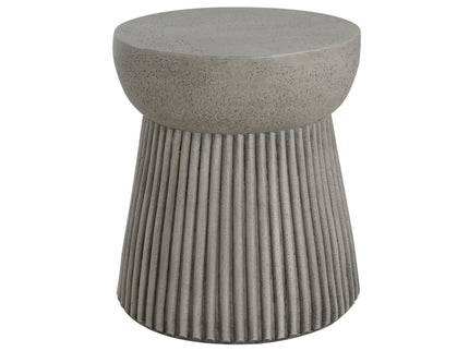 Modern Outdoor Lightweight Concrete Side Table With Hourglass Design - Light Gray