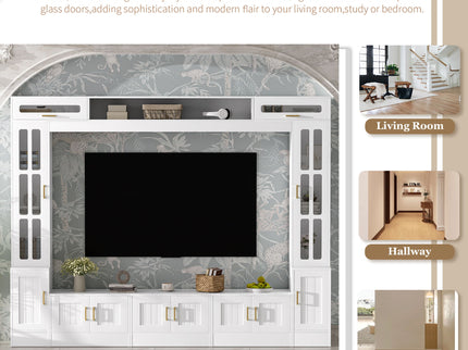 Wall Unit Entertainment Center With Bookshelves For TVs Up To 80"