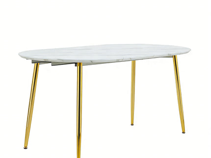 Extendable Oval Dining Table - White Marble