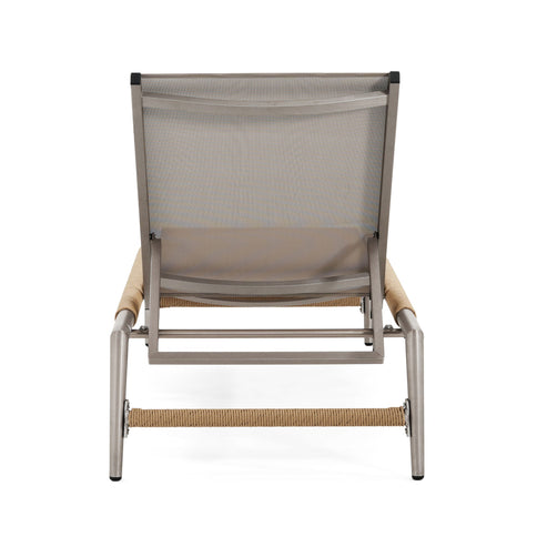 Hargrove - Outdoor Patio Aluminun Chaise Lounge, Outdoor Mesh Seat - Natural / Silver