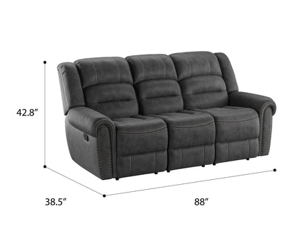 Reclining Sofa - Gray - Faux Leather