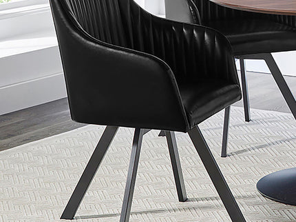 Sloped Arm Swivel Chair - Black