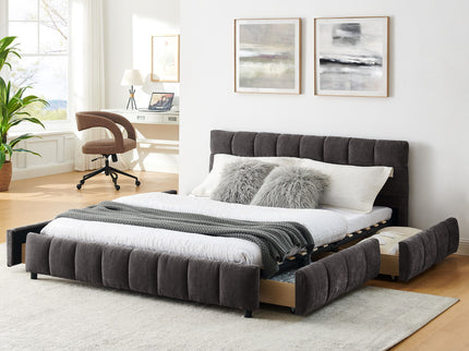 Modern Platform Bed Frame With Thick Fabric