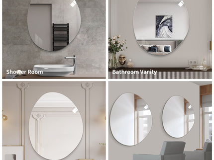 Asymmetrical Bathroom Wall Mirror - Silver