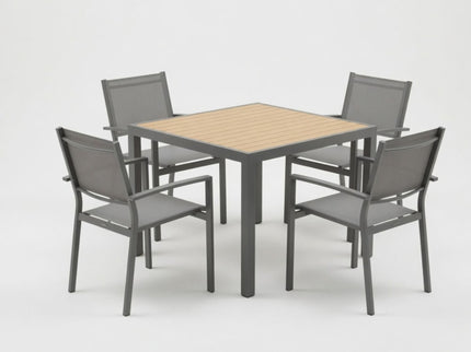 5 Piece Patio Dining Set, Table And Chairs For Outdoor Use - Gray