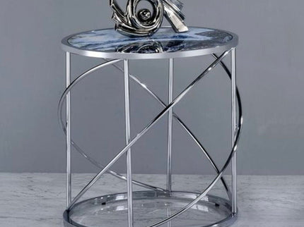 Lyda - Marble Print End Table - Blue