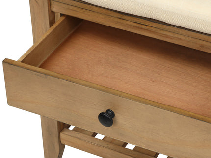 Multipurpose Entryway Shoe Rack With Cushioned Seat And Drawers