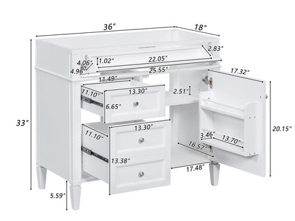 Bathroom Vanity With 2 Drawers And Tip-Out Drawer, Storage Cabinet