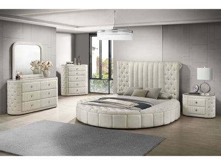 Santiago - Upholstered Round Storage Bed With Built In Charging Ports