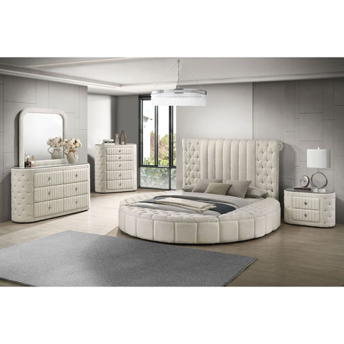 Santiago - Upholstered Round Storage Bed With Built In Charging Ports