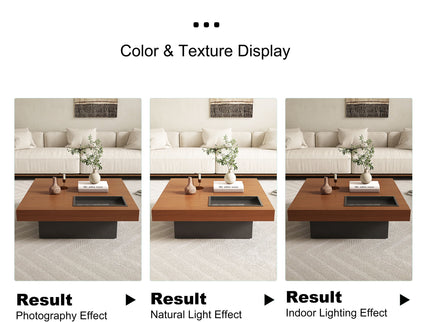 Square Floating Coffee Table For Living Room - Dark Walnut