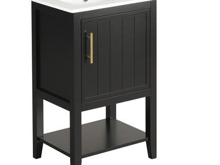 Modern Bathroom Vanity With Sink, Soft-Closing Door And Open Shelf