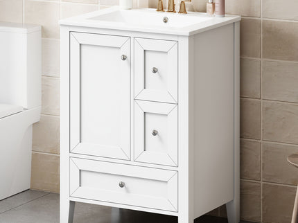 Modern Bathroom Vanity With Sink, Freestanding Cabinet With Drawers And Shelves