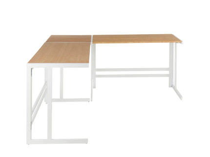Roman - Industrial L Shaped Desk - White / Natural