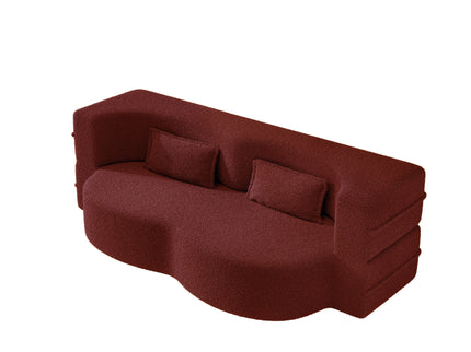 Modern Floor Sleeper Sofa Bed With 2 Pillows, Convertible Twin Size Folding Mattress For Living Room