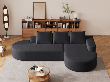 Modern Curved Sofa, L-Shaped Modular Sectional Set With 3 Pillows