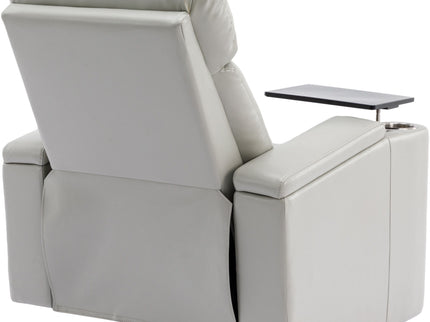 270° Power Swivel Recliner Home Theater Chair With Hidden Arm Storage, LED Light, Cup Holder, And Tray Table