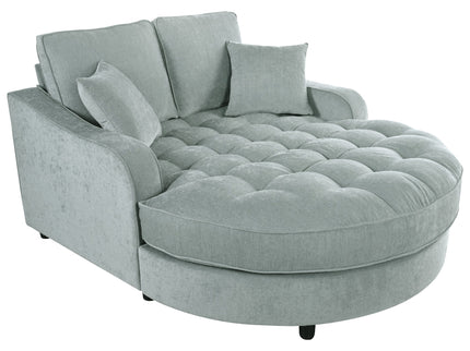 Modern Chaise Lounge Upholstered Sofa Couch With Tufted Seat And Detachable Pillows For Living Room