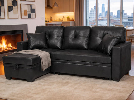 Sectional Sofa With Pull Out Bed, Reversible Chaise