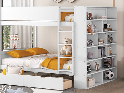 Bunk Bed With 2 Drawers And Multi Layer Cabinet