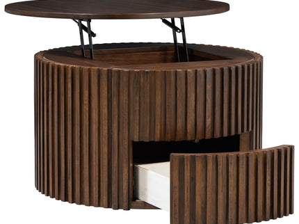 Round Lift Top Coffee Table With Hidden Storage For Living Room