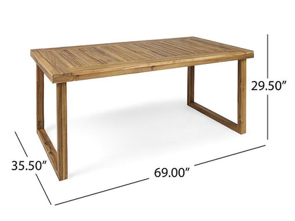 Outdoor 7 Piece Dining Set With Cushions - Sandblasted Natural / Beige