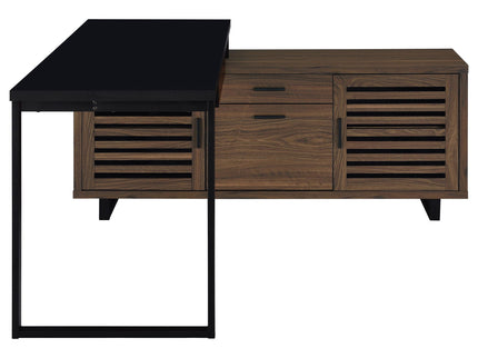 Rodger - L Shape Office Desk With Storage, Workstation For Home Or Office - Walnut