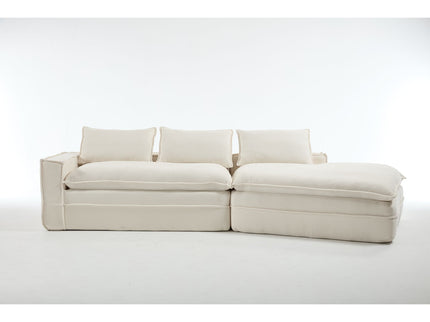 Modern Minimalist Modular Sectional Sofa With Deep Seats And Right Facing Chaise