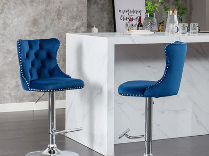 Swivel Barstools Adjusatble Seat Height From 25-33", Modern Upholstered Base Bar Stools With Backs Comfortable Tufted For Home Pub And Kitchen Island (Set of 2)