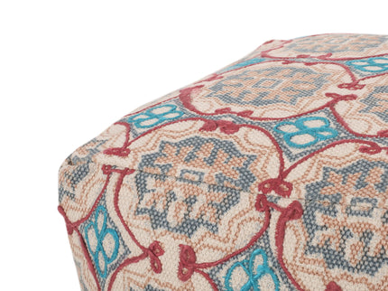 Amelia - Handcrafted Fabric Pouf, Rustic Elegance - Multicolored