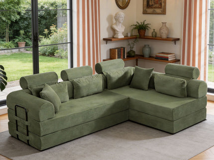 Modern L-Shape Modular Sectional Sofa, Compressed Design