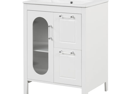 Modern Bathroom Vanity With Sink, Cabinet With 2 Drawers And Door, Adjustable Shelf
