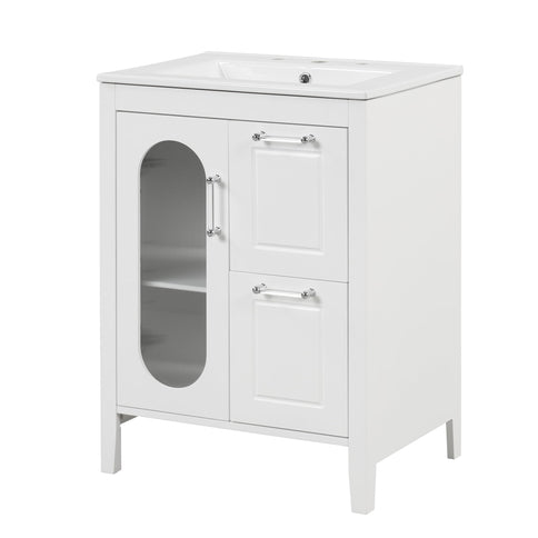 Modern Bathroom Vanity With Sink, Cabinet With 2 Drawers And Door, Adjustable Shelf