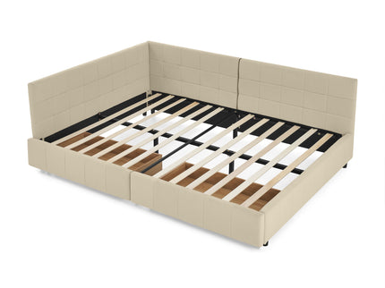 Upholstered Storage Tufted Bed Frame With Backrest And Armrests