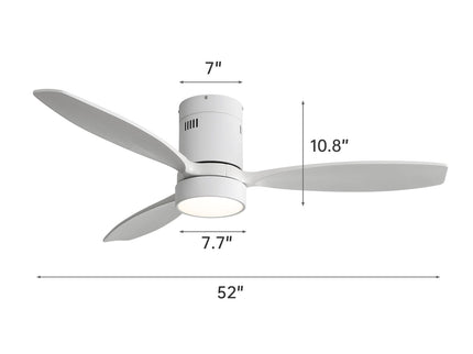 Indoor / Outdoor Ceiling Fan With Blades, Reversible DC Motor, Remote Controlled LED Light - White