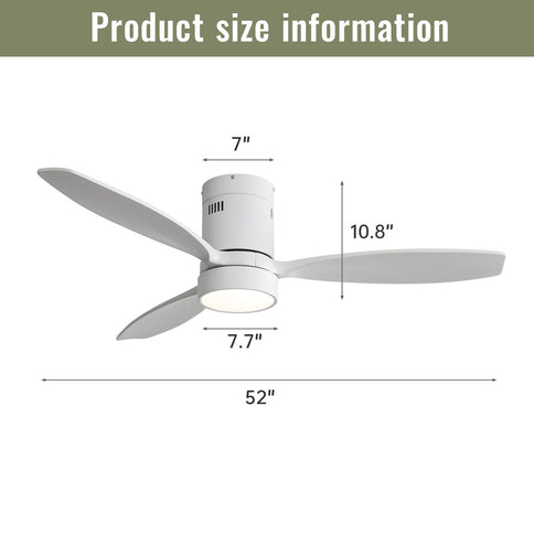 Indoor / Outdoor Ceiling Fan With Blades, Reversible DC Motor, Remote Controlled LED Light - White