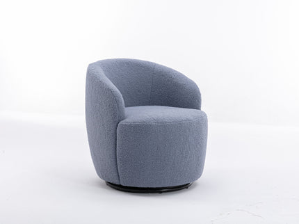 Teddy Fabric Swivel Accent Armchair Barrel Chair With Powder Coating Metal Ring