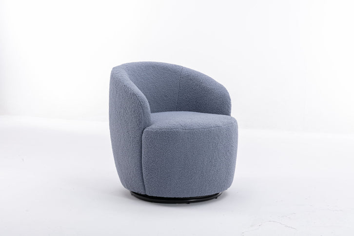 Teddy Fabric Swivel Accent Armchair Barrel Chair With Powder Coating Metal Ring